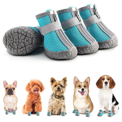 Hundeschuhe Pfotenschutz, atmungsaktive Hundestiefel für verletzte Pfoten wasserdicht mit reflektierenden Riemen für kleine Hunde, verstellbar, waschbar, rutschfest, Outdoor-Hundeschuhe für Hundeschuhe Pfotenschutz, atmungsaktive Hundestiefel für verletzte Pfoten wasserdicht mit reflektierenden Riemen für kleine Hunde, verstellbar, waschbar, rutschfest, Outdoor-Hundeschuhe für von Aodethon