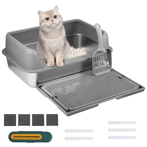 Aofesel Katzenklo Edelstahl Halbgeschlossen, 18 L Katzentoilette Edelstahl, Litter Box Stainless Steel mit Großer Katzenstreuschaufel, Lufterfrischerbox und Anti-Leckage Sand Pedal, 50 * 35 * 20cm Aofesel Katzenklo Edelstahl Halbgeschlossen, 18 L Katzentoilette Edelstahl, Litter Box Stainless Steel mit Großer Katzenstreuschaufel, Lufterfrischerbox und Anti-Leckage Sand Pedal, 50 * 35 * 20cm von Aofesel