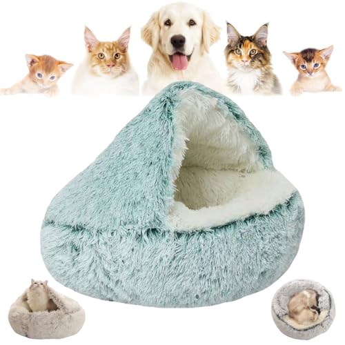 Cozy Cocoon Pet Bed for Dogs and Cats, Olvys Cozy Cocoon Pet Bed, Fidofaves Cozy Nook Pet Bed, Calming Dog Bed, Hooded Dog Bed for Small Dogs, Hooded Cat Bed Cave (35CM,Green/LongVelvet) von Aoguni