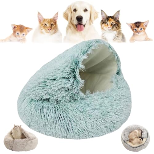 Cozy Cocoon Pet Bed for Dogs and Cats, Olvys Cozy Cocoon Pet Bed, Fidofaves Cozy Nook Pet Bed, Calming Dog Bed, Hooded Dog Bed for Small Dogs, Hooded Cat Bed Cave (35CM,Green/Short Velvet) von Aoguni