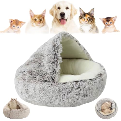 Cozy Cocoon Pet Bed for Dogs and Cats, Olvys Cozy Cocoon Pet Bed, Fidofaves Cozy Nook Pet Bed, Calming Dog Bed, Hooded Dog Bed for Small Dogs, Hooded Cat Bed Cave (40CM,Coffce/Short Velvet) von Aoguni