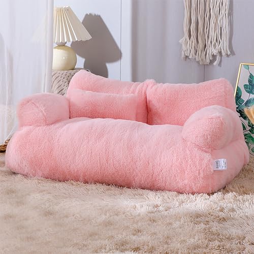 REVUERA Pet Sofa,Calming Pet Bed Fluffy Plush Pet Sofa,REVUERA Pet Bed,Dog Couches for Large Dogs,Durable Dog Bed,Pet Sofa Bed, for Large Small Medium Size Dog Cat. (Sakura pink,M) von Aoguni