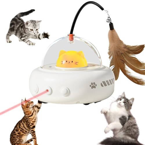 Aohcae Katzenspielzeug Selbstbeschäftigung，Automatisches 3-in-1 elektrisch ，für Katzen mit USB Aufladbarer Funktion und laserpointer Katze, ideal für aktive Unterhaltung und Bewegung von Aohcae