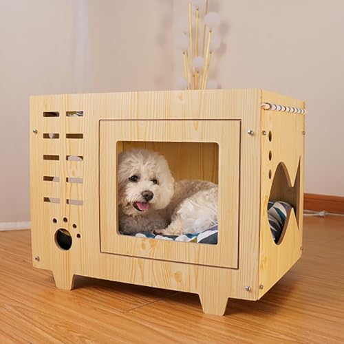 55 * 40 * 44cm Katzenhaus mit Matratze, Haustierhaus für Katzen, Haustiernest für Vier Jahreszeiten, Kleines Hunde-Katzenhaus, Vier-Jahreszeiten-Haustiernest Kitty Shelter, Katzenhaus aus Holz 55 * 40 * 44cm Katzenhaus mit Matratze, Haustierhaus für Katzen, Haustiernest für Vier Jahreszeiten, Kleines Hunde-Katzenhaus, Vier-Jahreszeiten-Haustiernest Kitty Shelter, Katzenhaus aus Holz von Aohuada