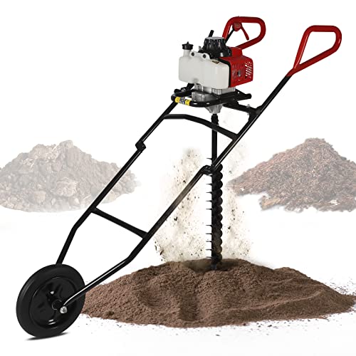Benzin Erdbohrer, 63CC Gasbetriebener Erdbohrgerät, Erdlochbohr Zaun Post Hole Borer Lochstanzer Bodenbohrer, Benzinbetrieben 2,2KW Pfahlbohrkarre Erdlochbohrer inkl. 80mm Bohrer Benzin Erdbohrer, 63CC Gasbetriebener Erdbohrgerät, Erdlochbohr Zaun Post Hole Borer Lochstanzer Bodenbohrer, Benzinbetrieben 2,2KW Pfahlbohrkarre Erdlochbohrer inkl. 80mm Bohrer von Aohuada