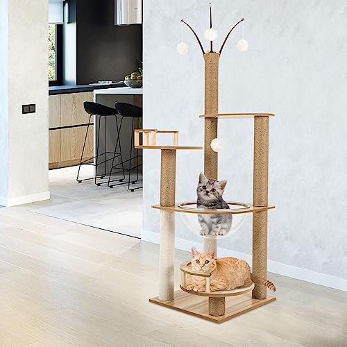 Katzen Kratzbaum, 132cm Katzenbaum Deckenhoch Kletterturm, mehrstöckige Katzenhaus, Stabil Katzenbaum Katzenkratzbaum, Katzenspielzeug, Plattformen, Liegemulde + Spielbälle Katzen Kratzbaum, 132cm Katzenbaum Deckenhoch Kletterturm, mehrstöckige Katzenhaus, Stabil Katzenbaum Katzenkratzbaum, Katzenspielzeug, Plattformen, Liegemulde + Spielbälle von Aohuada