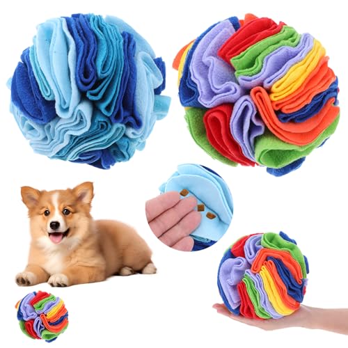 AojSup 2 Packungen Schnüffelball für Hunde - Schnüffelinteraktiver Leckerliball, Stressabbau, langsamer Feeder, Puzzle-Spielzeug für kleine mittelgroße Hunde Katzen, weiches Polar-Fleece, Regenbogen AojSup 2 Packungen Schnüffelball für Hunde - Schnüffelinteraktiver Leckerliball, Stressabbau, langsamer Feeder, Puzzle-Spielzeug für kleine mittelgroße Hunde Katzen, weiches Polar-Fleece, Regenbogen von AojSup