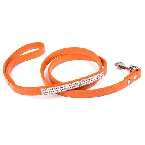 1,5 x 120 cm Hundeleine aus PU-Leder, schillernd, funkelnd, orange, mit Strass-Leder-Haustierleine für Katzen, Welpen, kleine Haustiere 1,5 x 120 cm Hundeleine aus PU-Leder, schillernd, funkelnd, orange, mit Strass-Leder-Haustierleine für Katzen, Welpen, kleine Haustiere von Aoktorkit