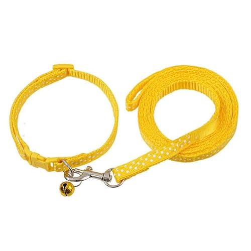 Hundehalsband und Leine, aus Polypropylen, gepunktet, 1 cm breit, verstellbares Halsband, 120 cm, Haustier-Leine für einfaches Spazierengehen, Kätzchen/Welpen, Gelb Hundehalsband und Leine, aus Polypropylen, gepunktet, 1 cm breit, verstellbares Halsband, 120 cm, Haustier-Leine für einfaches Spazierengehen, Kätzchen/Welpen, Gelb von Aoktorkit