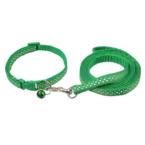 Hundehalsband und Leine, aus Polypropylen, gepunktet, 1 cm breit, verstellbares Halsband, 120 cm, Haustier-Leine für einfaches Spazierengehen, mit Kätzchen/Welpen, Grün Hundehalsband und Leine, aus Polypropylen, gepunktet, 1 cm breit, verstellbares Halsband, 120 cm, Haustier-Leine für einfaches Spazierengehen, mit Kätzchen/Welpen, Grün von Aoktorkit