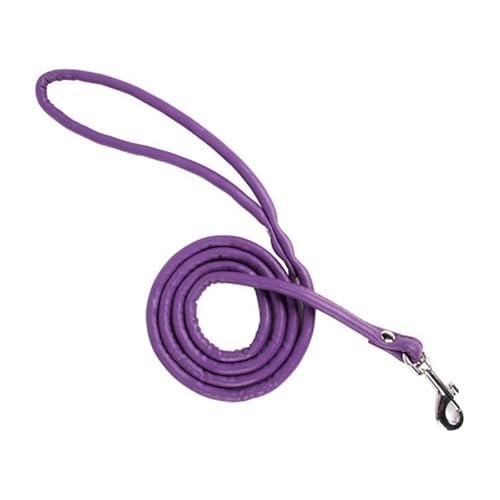 Katzenleine aus PU-Leder, 1 x 120 cm, Violett von Aoktorkit