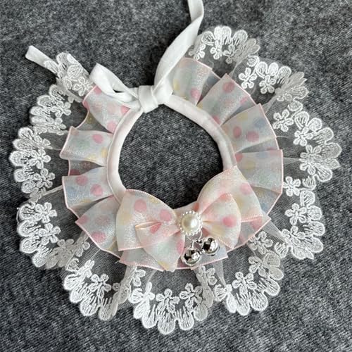 Rosa Haustier Spitzenhalsband Hund Katze Halsband Haustier Halstuch mit Schleife für Welpen Katze Kostüm Zubehör, XS Rosa Haustier Spitzenhalsband Hund Katze Halsband Haustier Halstuch mit Schleife für Welpen Katze Kostüm Zubehör, XS von Aoktorkit