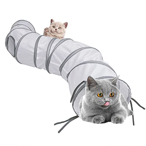 AOKUY Katzentunnel mit Spielball, Faltbarer Tunnel, Interaktive Peek-a-Boo Cat Tube Spielzeug mit Spaßball und 2 Guckloch ür Katze, Welpen, Kitty, Kätzchen, Kaninchen(2-Way) von Aokuy