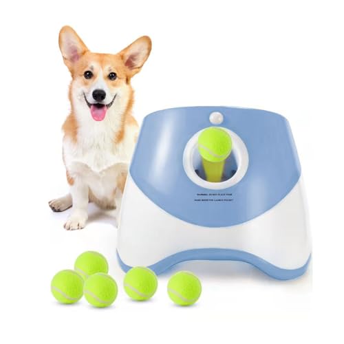 Aolawco Automatischer Ballwerfer für Hunde, interaktiver Ballwurfmaschine mit Einer Wurfweite von 3 bis 9 Metern, Wurfmaschine für kleine Hunde mit 6 Stück 2-Zoll-Tennisbällen von Aolawco