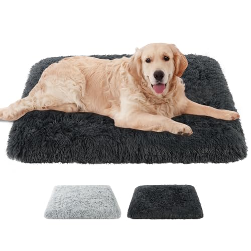 Aomig Hundebett Quadratisches Katzenbett Plüsch Katzendecke Flauschiges Hundebett Waschbar Hundematte Hundekissen Hundekorb Hundesofa für Kleine, Grosse, Mittelgroße Hunde Katzen (Hellgrau, 75*50*8cm) von Aomig