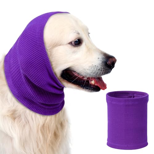 Aomig Ohrenschützer für Hunde - Hundemütze, Gehörschutz, Ohrenklappe, Kopfwickel, Hals und Ohren Wärmer, Hundekopfhörer für Silvester (Lila, L) von Aomig