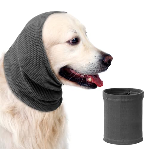 Aomig Ohrenschützer für Hunde - Hundemütze, Gehörschutz, Ohrenklappe, Kopfwickel, Hals und Ohren Wärmer, Hundekopfhörer für Silvester (Grau, L) von Aomig