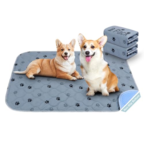 Aomig Waschbare Welpen-Trainingspads 2Pcs Haustier-Urinunterlage Welpenunterlagen Wiederverwendbare Hundetrainingspads Puppy Pads Hunde Katzen Welpen Altere Inkontinente Hunde(Grau Footprints,40*60cm) von Aomig