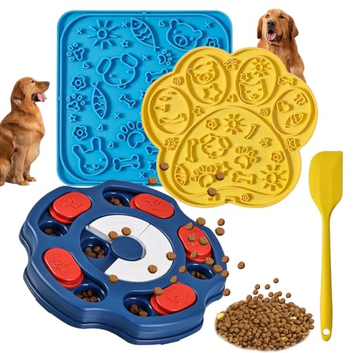 Interaktives Hundepuzzle Spielzeug für kleine Hunde - Anreicherung Spielzeug für Hunde mit Leckerli-Spender, Mentale Stimulation Slow Feeder zur Linderung von Langeweile & Angst mit 2 Leckmatte, Interaktives Hundepuzzle Spielzeug für kleine Hunde - Anreicherung Spielzeug für Hunde mit Leckerli-Spender, Mentale Stimulation Slow Feeder zur Linderung von Langeweile & Angst mit 2 Leckmatte, von AooChonWoo