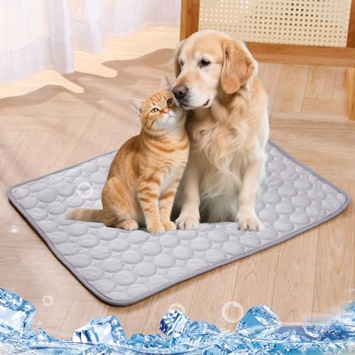 Nordseepfote Kühlmatte, 2025 Nordseepfote Kühldecke Hund, Kühlmatte Für Hunde, Kühlbett Aus Eisseide, Kühlbett Für Kleine & Große Hunde, Faltbar & Waschbar (Grau, 150x100cm) von Aoosecx