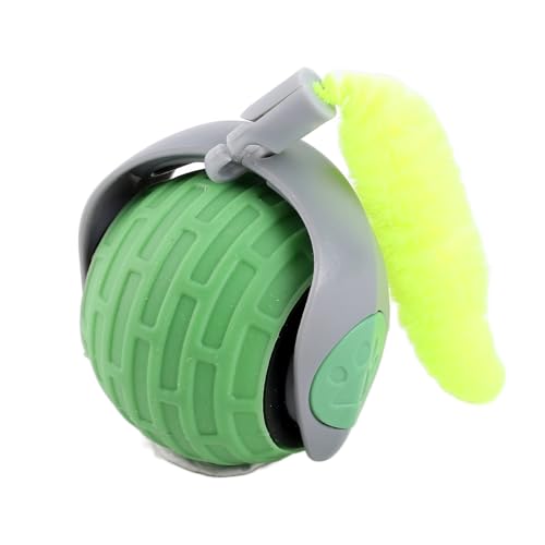 Aoresac Automatischer Rolling Ball für Katzen mit Mehreren Bewegungszuständen, Intelligenter Hindernisvermeidung, Plüschschwanz, Orange/Blau/Grün, DC5v1a, 3,7v150mah Innen-/Außenspaß (Grün) von Aoresac