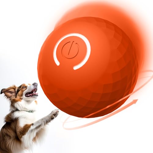 Aoresac Kleine Hunde Interaktives Bewegendes Ballspielzeug, USB -wiederaufladbare Elektrische Ballspielzeug für Hunde, die Rollende Kugel für Mentale Körperliche Bewegung für Umfassende (Orange) von Aoresac