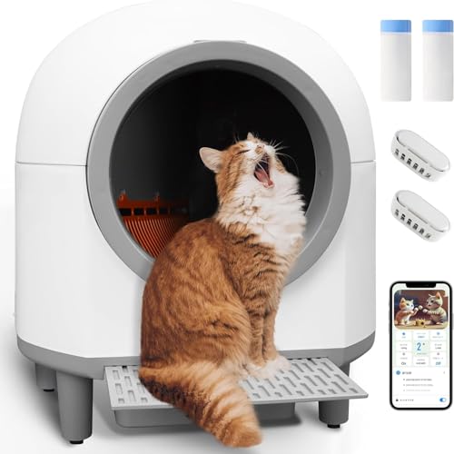 Aoruefar 80L Extra Große Kapazität Automatische Katzentoilette für mehrere Katzen von Aoruefar