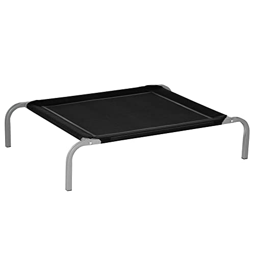PawHut Hundebett für drinnen und draußen, Sommerhundehütte, atmungsaktiver Stoff schwarz, 90x65x20 cm von Aosom Italy