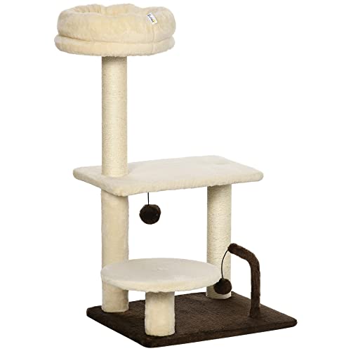 PawHut Katzenkratzbaum mit Sisalpfosten, Sitzstange und Spielbällen, aus Spanplatte und Plüsch, 44x38x74 cm, Beige PawHut Katzenkratzbaum mit Sisalpfosten, Sitzstange und Spielbällen, aus Spanplatte und Plüsch, 44x38x74 cm, Beige von Aosom Italy