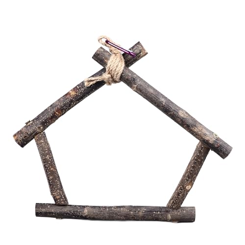 Aoveew Papageien Barsch Stand Holz Vogel Cage Barch für alle Größen Vogelspielzeug für Papageien (House Shape) von Aoveew