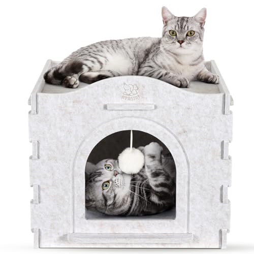 Katzenhausbett für drinnen und draußen: Apasiri Katzenbett Höhle für den Außenbereich mit flauschigem Ball, 38,1 x 38,1 x 33 cm, verstärkte innovative Materialien, warm isoliert, überzogen, kratzfest Katzenhausbett für drinnen und draußen: Apasiri Katzenbett Höhle für den Außenbereich mit flauschigem Ball, 38,1 x 38,1 x 33 cm, verstärkte innovative Materialien, warm isoliert, überzogen, kratzfest von Apasiri