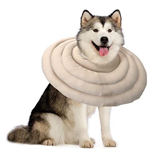 Apatal Hundehalsband, Komfort-Erholung, Donut-Halsband, verstellbar, weich, für Haustiere, wasserabweisend, schützend, UFO, elisabethanisches Halsband für kleine, Haustiere, gebrochenes Weiß von Apatal