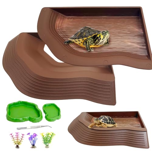 Apatal Reptilien-Badeschale 2-in-1 Schildkröte, Wasserschale mit Rampe, große Schildkröten-Futternapf mit Stufen, Kunststoff, Reptilienfutter und Wasserschale, 7 Stück, Gecko-Lebensraum, Dekoration Apatal Reptilien-Badeschale 2-in-1 Schildkröte, Wasserschale mit Rampe, große Schildkröten-Futternapf mit Stufen, Kunststoff, Reptilienfutter und Wasserschale, 7 Stück, Gecko-Lebensraum, Dekoration von Apatal