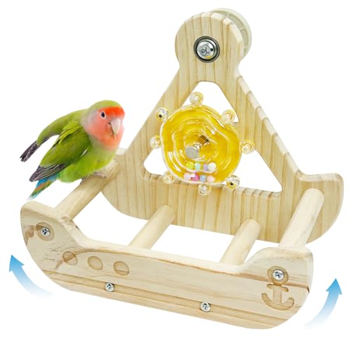 Apatal Vogelsitz-Spielzeug aus Holz, Schaukelspielzeug für Papageien, mit buntem Sittich, Rad, interaktive Übung, Sitzstangen, Vogelanreicherung, Spielzeug, Vogelkäfig-Zubehör für Nymphensittiche Apatal Vogelsitz-Spielzeug aus Holz, Schaukelspielzeug für Papageien, mit buntem Sittich, Rad, interaktive Übung, Sitzstangen, Vogelanreicherung, Spielzeug, Vogelkäfig-Zubehör für Nymphensittiche von Apatal