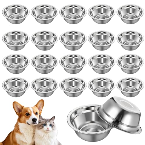 Futternapf für Haustiere, Edelstahl, Metall, 13,5 cm, wiederverwendbar, für den Außenbereich, für kleine, mittelgroße und große Katzen, Hunde, 20 Stück von Aphumedc