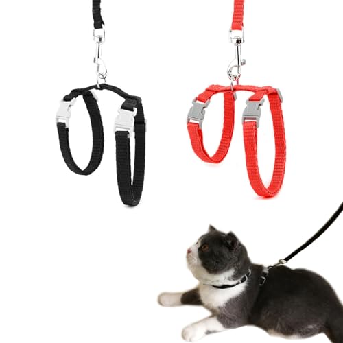 2 Stück Katzengeschirr mit Leine, Katzengeschirr Geschirr Weiche Katzengarnitur Ausbruchsicher Verstellbare Nylon Geschirre Katzenleine Katzenweste mit Sicherheitsschnalle für Kätzchen Welpe Kaninchen 2 Stück Katzengeschirr mit Leine, Katzengeschirr Geschirr Weiche Katzengarnitur Ausbruchsicher Verstellbare Nylon Geschirre Katzenleine Katzenweste mit Sicherheitsschnalle für Kätzchen Welpe Kaninchen von Apkpesterml