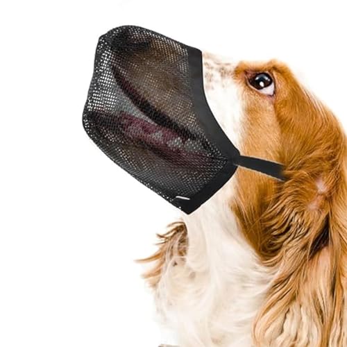 Maulkorb für Hunde, Hundemaulkorb Professioneller Atmungsaktiver Mesh Maulkorb Hundemaulkörbe mit Verstellbarer Riemen Netzmaulkorb Weichem Netzbezug zum Verhindern von Fressen Beißen (Black, L) von Apkpesterml