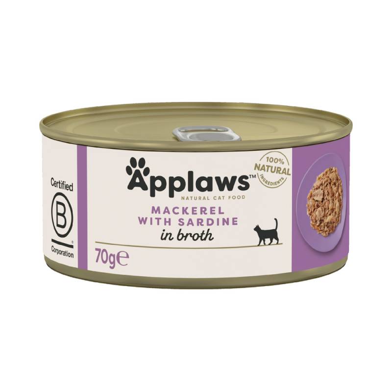 18 x 70 g Applaws zum Sonderpreis! - in Brühe: Makrele & Sardinen von Applaws
