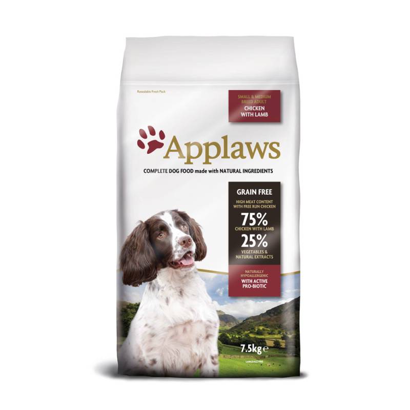 2,5 kg gratis! 7,5 kg Applaws Trockenfutter - Adult Huhn & Lamm Kleine & Mittelgroße Rassen von Applaws