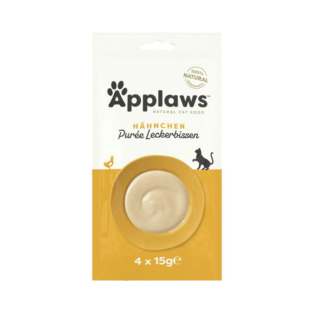 6 x Applaws Cat Snacks zum Sonderpreis! - Puree Huhn 6 x (4 x 15 g) von Applaws