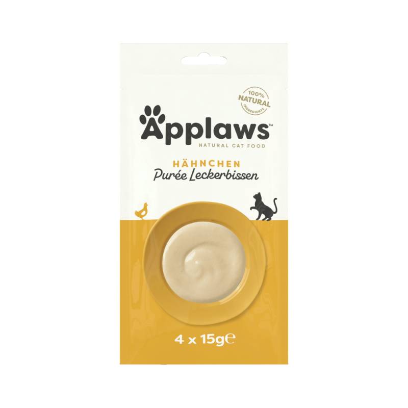 6 x Applaws Cat Snacks zum Sonderpreis! - Puree Huhn 6 x (4 x 15 g) von Applaws