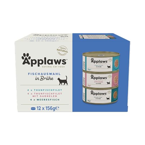 Applaws 100% Natural Wet Cat Food, Multipack Fish Selection in Broth (Pack of 12 x 156g Tins) von Applaws