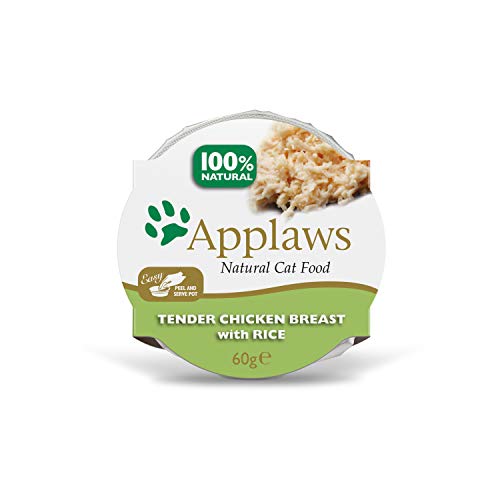 Applaws 100% natürliches Katzenfutter Nassfutter Hühnerbrust mit Reis in Brühe 60g Topf (10er Pack) von Applaws