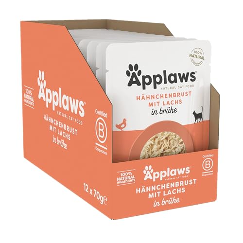 Applaws 100% natürliches Nassfutter für Katzen, Hühnerbrust mit Lachs in Brühe - Packung mit 12 x 70g Beuteln Applaws 100% natürliches Nassfutter für Katzen, Hühnerbrust mit Lachs in Brühe - Packung mit 12 x 70g Beuteln von Applaws