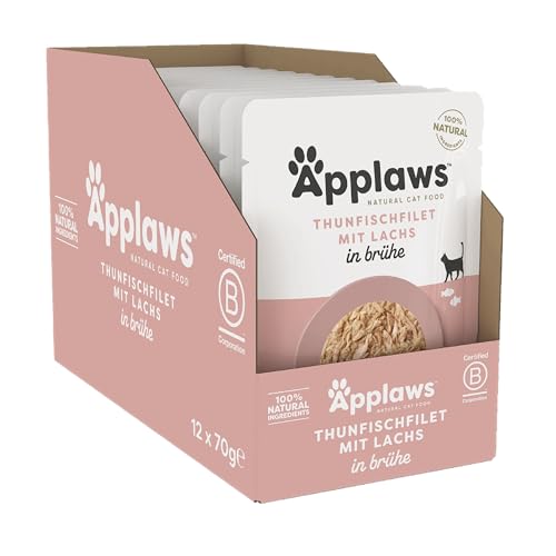 Applaws 100% natürliches Nassfutter für Katzen, Thunfischfilet mit Lachs in Brühe - Packung mit 12 x 70g Beuteln Applaws 100% natürliches Nassfutter für Katzen, Thunfischfilet mit Lachs in Brühe - Packung mit 12 x 70g Beuteln von Applaws