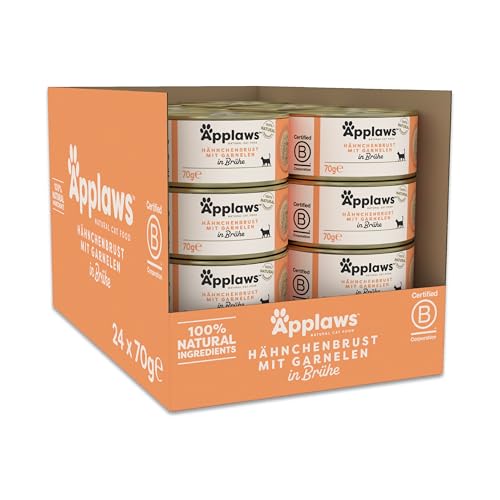 Applaws 100 % natürliches Nassfutter für ausgewachsene Katzen, Hähnchenbrust mit Garnelen in Brühe, 24 × 70 g Dosen Applaws 100 % natürliches Nassfutter für ausgewachsene Katzen, Hähnchenbrust mit Garnelen in Brühe, 24 × 70 g Dosen von Applaws
