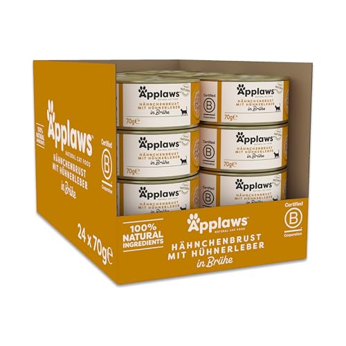 Applaws 100 % natürliches Nassfutter für ausgewachsene Katzen, Hähnchenbrust mit Hühnerleber in Brühe, 24 × 70 g Dosen Applaws 100 % natürliches Nassfutter für ausgewachsene Katzen, Hähnchenbrust mit Hühnerleber in Brühe, 24 × 70 g Dosen von Applaws