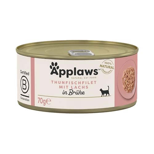 Applaws 100% natürliches Premium-Nassfutter für Katzen, Hühnerbrust und Thunfischfilet mit Lachs in Brühe - Packung mit 24 x 70g Dosen Applaws 100% natürliches Premium-Nassfutter für Katzen, Hühnerbrust und Thunfischfilet mit Lachs in Brühe - Packung mit 24 x 70g Dosen von Applaws