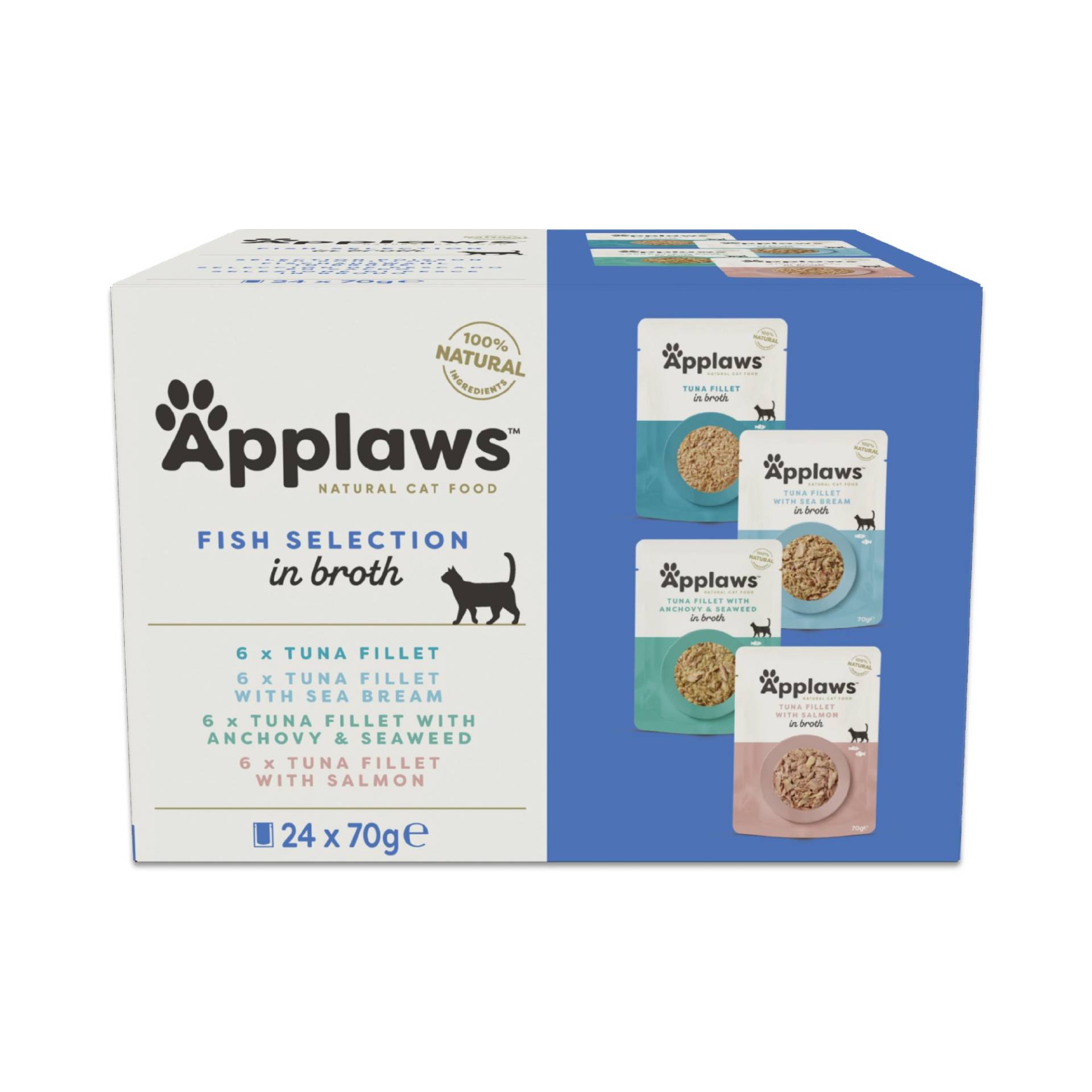 Applaws Cat Natural Fischauswahl in Brühe 24 x 70 g - Fischauswahl (4 Varianten) von Applaws