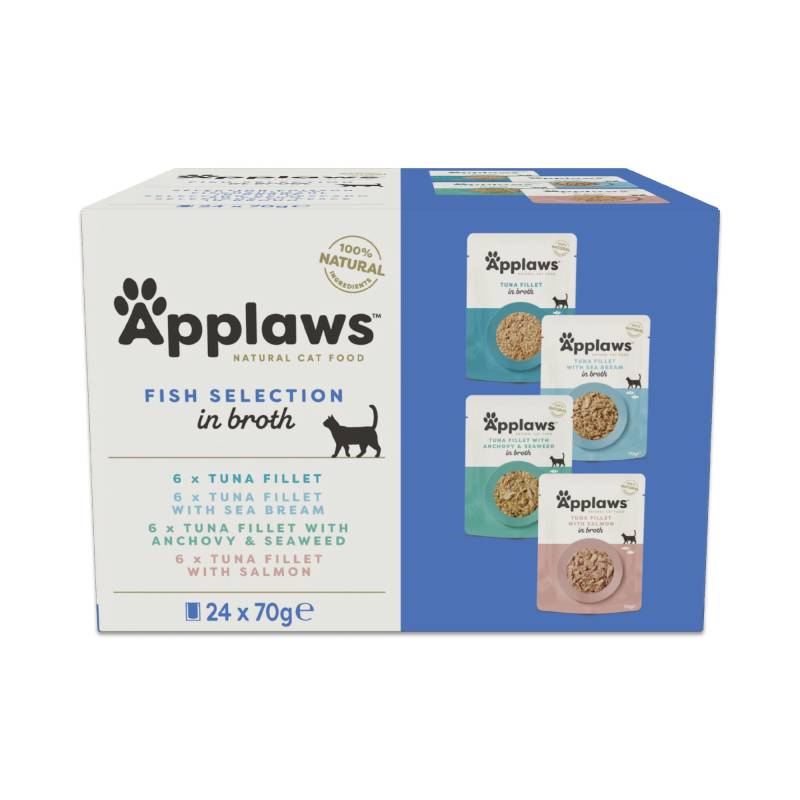 Applaws Cat Natural Fischauswahl in Brühe 24 x 70 g - Fischauswahl (4 Varianten) von Applaws